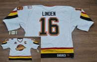 Vancouver Canucks -16 Trevor Linden Stitched White CCM Throwback Vintage NHL Jersey