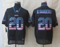 2014 New Nike Detroit Lions 20 B Sanders USA Flag Fashion Black Elite Jerseys