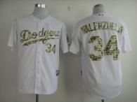 Los Angeles Dodgers -34 Fernando Valenzuela White USMC Cool Base Stitched MLB Jersey