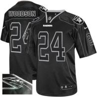 Nike Oakland Raiders #24 Charles Woodson Lights Out Black Men's Stitched NFL Elite Autographed Jerse
