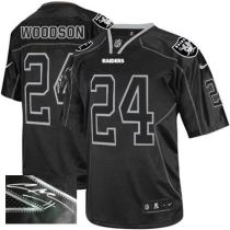 Nike Oakland Raiders #24 Charles Woodson Lights Out Black Men's Stitched NFL Elite Autographed Jerse Nike Oakland Raiders #24 Charles Woodson Lights Out Black Men's Stitched NFL Elite Autographed Jerse
