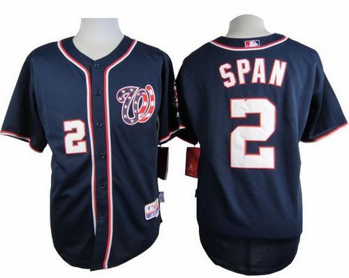 Washington Nationals #2 Denard Span Navy Blue Cool Base Stitched MLB Jersey