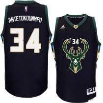 Milwaukee Bucks #34 Giannis Antetokounmpo Authentic Black Alternate NBA Jersey Milwaukee Bucks #34 Giannis Antetokounmpo Authentic Black Alternate NBA Jersey