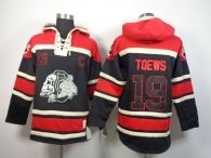 Chicago Blackhawks -19 Jonathan Toews Black Sawyer Hooded Sweatshirt Stitched NHL Jersey