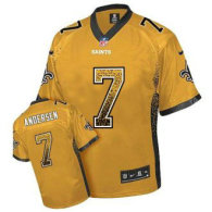Nike Saints -7 Morten Andersen Gold Stitched NFL Elite Drift Fashion Jersey