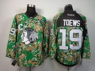 Chicago Blackhawks -19 Jonathan Toews Camo Veterans Day Practice Stitched NHL Jersey
