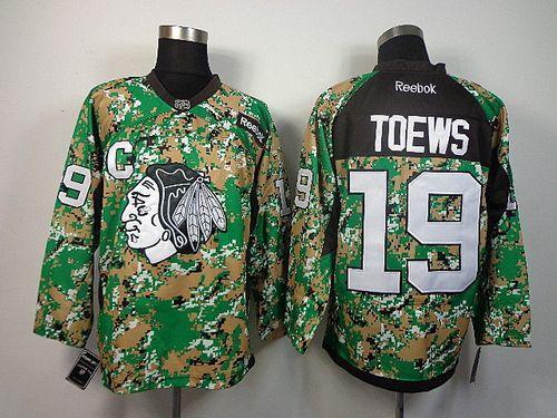 Chicago Blackhawks -19 Jonathan Toews Camo Veterans Day Practice Stitched NHL Jersey