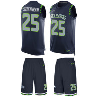 Seahawks -25 Richard Sherman Steel Blue Team Color Stitched NFL Limited Tank Top Suit Jersey