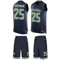 Seahawks -25 Richard Sherman Steel Blue Team Color Stitched NFL Limited Tank Top Suit Jersey Seahawks -25 Richard Sherman Steel Blue Team Color Stitched NFL Limited Tank Top Suit Jersey