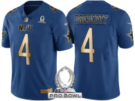 DALLAS COWBOYS -4 DAK PRESCOTT NFC 2017 PRO BOWL BLUE GOLD LIMITED JERSEY