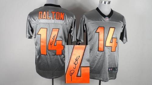 Nike Cincinnati Bengals #14 Andy Dalton Elite Grey Shadow Men's Stitched NFL Autographed Jersey
