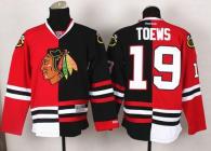 Chicago Blackhawks -19 Jonathan Toews Red Black Split Stitched NHL Jersey