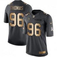 Nike 49ers -96 Solomon Thomas Black Stitched NFL Limited Gold Salute To Service Jersey