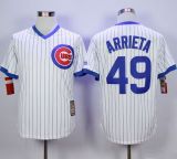 Chicago Cubs -49 Jake Arrieta White Strip Home Cooperstown Stitched MLB Jersey