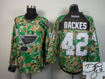 Autographed St Louis Blues -42 David Backes Camo Veterans Day Practice NHL Jersey Autographed St Louis Blues -42 David Backes Camo Veterans Day Practice NHL Jersey