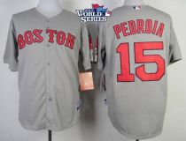 Boston Red Sox #15 Dustin Pedroia Grey Cool Base 2013 World Series Patch Stitched MLB Jersey Boston Red Sox #15 Dustin Pedroia Grey Cool Base 2013 World Series Patch Stitched MLB Jersey