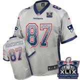 Nike New England Patriots -87 Rob Gronkowski Grey Super Bowl XLIX Champions Patch Mens Stitched NFL