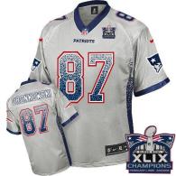 Nike New England Patriots -87 Rob Gronkowski Grey Super Bowl XLIX Champions Patch Mens Stitched NFL