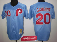 Mitchell and Ness Autographed MLB Philadelphia Phillies #20 Mike Schmidt Stitched Blue Throwback Jer