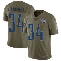 Nike Titans -34 Earl Campbell Olive Stitched NFL Limited 2017 Salute to Service Jersey