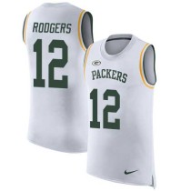 Nike Packers -12 Aaron Rodgers White Stitched NFL Limited Rush Tank Top Jersey Nike Packers -12 Aaron Rodgers White Stitched NFL Limited Rush Tank Top Jersey