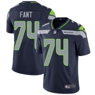 Nike Seahawks -74 George Fant Steel Blue Team Color Stitched NFL Vapor Untouchable Limited Jersey
