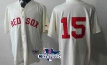 Boston Red Sox #15 Dustin Pedroia Cream Cool Base 2013 World Series Champions Patch Stitched MLB Jer Boston Red Sox #15 Dustin Pedroia Cream Cool Base 2013 World Series Champions Patch Stitched MLB Jer