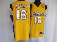 Los Angeles Lakers -16 Pau Gasol Stitched Yellow Final Patch NBA Jersey