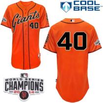 San Francisco Giants #40 Madison Bumgarner Orange Cool Base W 2014 World Series Champions Patch Stit San Francisco Giants #40 Madison Bumgarner Orange Cool Base W 2014 World Series Champions Patch Stit