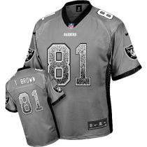 Nike Oakland Raiders #81 Tim Brown Grey Men's Stitched NFL Elite Drift Fashion Jersey Nike Oakland Raiders #81 Tim Brown Grey Men's Stitched NFL Elite Drift Fashion Jersey