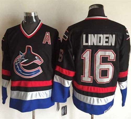 Vancouver Canucks -16 Trevor Linden Black Blue CCM Throwback Stitched NHL Jersey