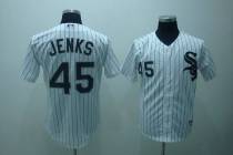 Chicago White Sox -45 Bobby Jenks Stitched White Black Strip MLB Jersey