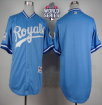 Kansas City Royals Blank Light Blue 1985 Turn Back The Clock W 2015 World Series Patch Stitched MLB Kansas City Royals Blank Light Blue 1985 Turn Back The Clock W 2015 World Series Patch Stitched MLB