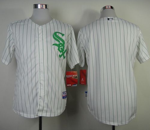 Chicago White Sox Blank White Green Strip St Patrick's Day Stitched MLB Jersey