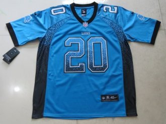 2013 New Nike Detroit Lions 20 B Sanders Drift Fashion Blue Elite Jersey