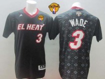 Miami Heat -3 Dwyane Wade Black New Latin Nights Finals Patch Stitched NBA Jersey Miami Heat -3 Dwyane Wade Black New Latin Nights Finals Patch Stitched NBA Jersey