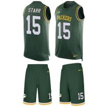 Packers -15 Bart Starr Green Team Color Stitched NFL Limited Tank Top Suit Jersey Packers -15 Bart Starr Green Team Color Stitched NFL Limited Tank Top Suit Jersey