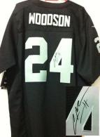 Nike Oakland Raiders #24 Charles Woodson Black Team Color Men's Stitched NFL Elite Autographed Jerse