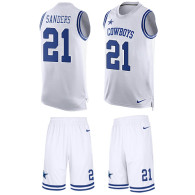 Cowboys -21 Deion Sanders White Stitched NFL Limited Tank Top Suit Jersey