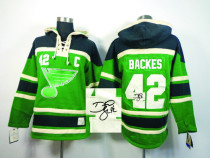 Autographed St Louis Blues -42 David Backes Green Sawyer Hooded Sweatshirt Stitched NHL Jersey Autographed St Louis Blues -42 David Backes Green Sawyer Hooded Sweatshirt Stitched NHL Jersey