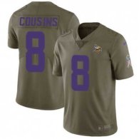 Nike Vikings -8 Kirk Cousins Olive Stitched NFL Limited 2017 Salute to Service Jersey