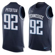 Nike Tennessee Titans -92 Ropati Pitoitua Navy Blue Alternate Stitched NFL Limited Tank Top Jersey