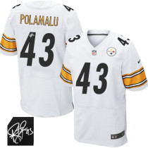 Nike Pittsburgh Steelers #43 Troy Polamalu Elite White Autographed Men's NFL Stitched Jersey Nike Pittsburgh Steelers #43 Troy Polamalu Elite White Autographed Men's NFL Stitched Jersey