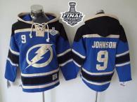 Tampa Bay Lightning -9 Tyler Johnson Blue Sawyer Hooded Sweatshirt 2015 Stanley Cup Stitched NHL Jer