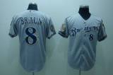 Milwaukee Brewers -8 Ryan Braun Stitched Grey MLB Jersey
