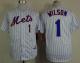 New York Mets -1 Mookie Wilson White Blue Strip Home Cool Base Stitched MLB Jersey