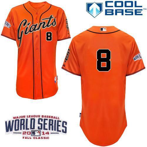 San Francisco Giants #8 Hunter Pence Orange Cool Base W 2014 World Series Patch Stitched MLB Jersey