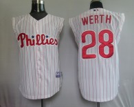 Philadelphia Phillies #28 Jayson Werth White Red Strip  Vest Style Stitched MLB Jersey