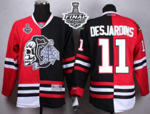 Chicago Blackhawks -11 Andrew Desjardins Red Black Split White Skull 2015 Stanley Cup Stitched NHL J