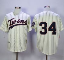 Mitchell And Ness Minnesota Twins -34 Kirby Puckett Cream Strip Throwback Stitched MLB Jersey Mitchell And Ness Minnesota Twins -34 Kirby Puckett Cream Strip Throwback Stitched MLB Jersey